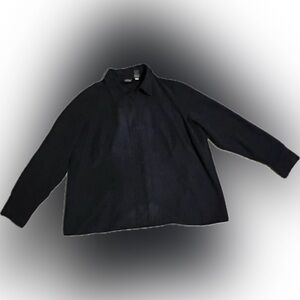 💥SONOMA Shirt Women’s  Size Black Faux Suede Feel Long Sleeve Snap Blouse 2X